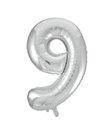 Sølv folie tal ballon med tallet 0 til luft og helium.