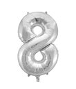 Sølv folie tal ballon med tallet 8 til luft og helium.