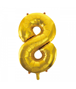 86 cm guld folie tal ballon med tallet 8 til luft og helium.