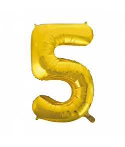 86 cm guld folie tal ballon med tallet 5 til luft og helium.