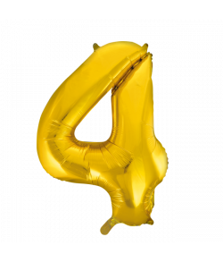 86 cm guld folie tal ballon med tallet 4 til luft og helium.