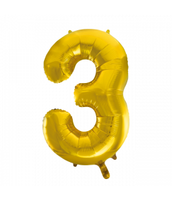 86 cm guld folie tal ballon med tallet 3 til luft og helium.