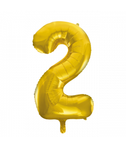 86 cm guld folie tal ballon med tallet 2 til luft og helium.