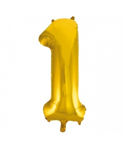 86 cm guld folie tal ballon med tallet 1 til luft og helium.