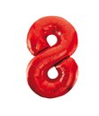 86 cm rødt folie tal ballon med tallet 8 til luft og helium.
