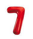 86 cm rødt folie tal ballon med tallet 7 til luft og helium.