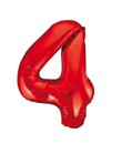 86 cm rødt folie tal ballon med tallet 4 til luft og helium.