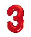 86 cm rødt folie tal ballon med tallet 3 til luft og helium.