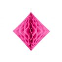 Hot pink diamantformet dekoration i papirvæv til ophæng.