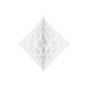 Hvid diamantformet dekoration i papirvæv til ophæng.