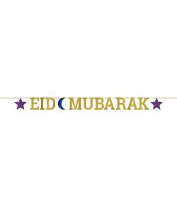 Eid Mubarak bogstavs guirlande med glimmer.
