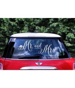 Mr & Mrs klistermærker til brudeparrets bil.