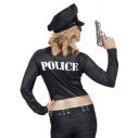 Sjov t-shirt med print af politi uniform med bar mave