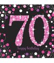 16 stk flotte 70 års fødselsdag servietter med pink og sølv motiv