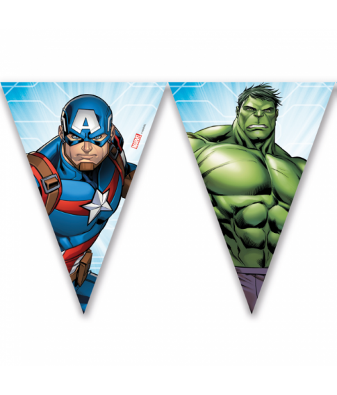 Avengers vimpelguirlande med 9 flag til børnefødselsdag.