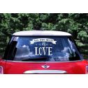 Flot 'All you need is love' car sticker i hvid