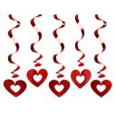 5 stk. flotte loftspiraler med hjerter til f.eks. valentins dag