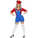  Super Mario kostume med jumpsuit og hat til damer.