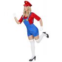  Super Mario kostume med jumpsuit og hat til damer.