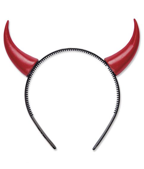 Køb billige røde horn på hårbøjle til halloween udklædningen.