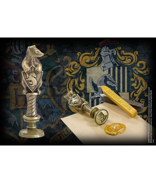 Hufflepuff vokssegl i metal med voks fra Noble Collection.