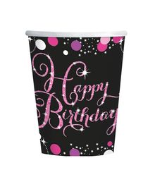 8 stk papkrus med Happy Birthday