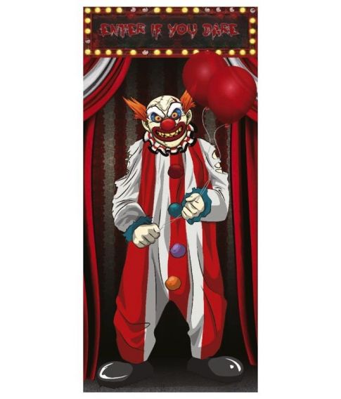 Evil Clown dør dekoration i tyndt folie.