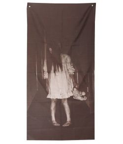 Uhyggelig stof banner med spøgelse pige.