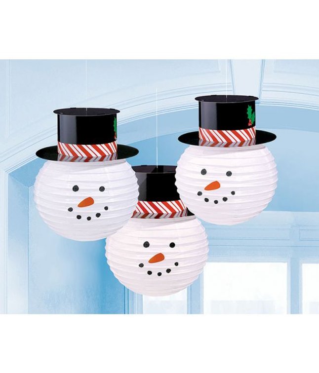 Snemænd papirlanterner 3 stk