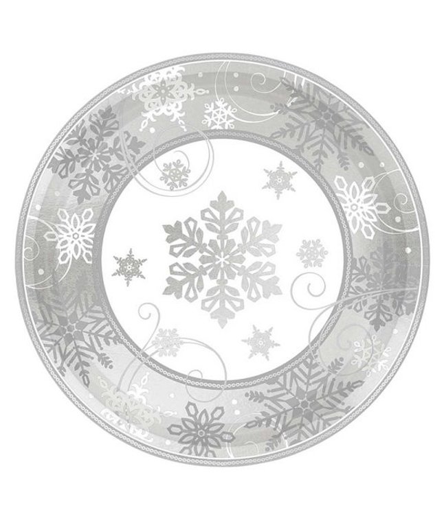 8 stk paptallerkner med sølv snefnug