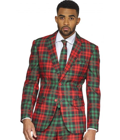 OppoSuit Trendy Tartan - Flot jakkesæt med grønne, røde og sorte tern.