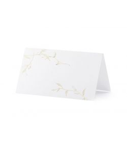 Bordkort hvid med guld grene 10 stk