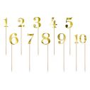 Guld tal på pind til bordnumre 0-19