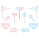 Boy or Girl selfiesticks sæt med 11 dele i lyserød og lyseblå