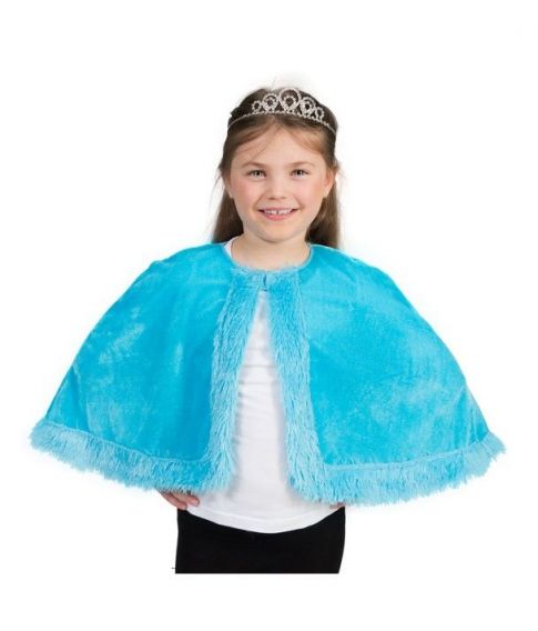 Køb lys blå prinsesse kappe med frynser til fastelavn - Fest & Farver