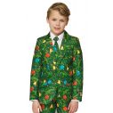 Billigt Suitmeister grønt jule jakkesæt med julepynt til drenge.