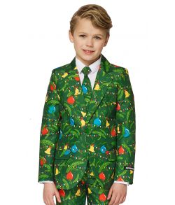Billigt Suitmeister grønt jule jakkesæt med julepynt til drenge.