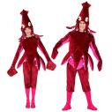 Rødt blæksprutte kostume til voksne.