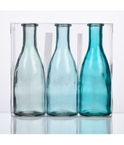Blå glasflasker, 18,5 cm