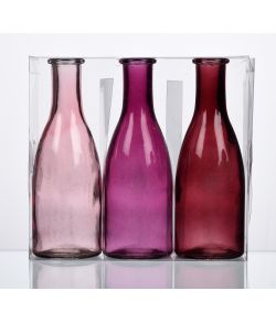 Rosa glasflasker, 18,5 cm