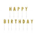 Lagkagelys 'Happy Birthday' guldglimmer