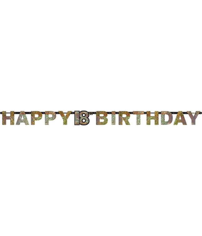 'Happy 18 Birthday' bogstavbanner i guld folie
