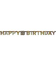 'Happy 18 Birthday' bogstavbanner i guld folie