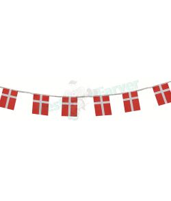 Flagguirlande med 8 danske flag i papir.
