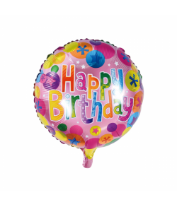 Folieballon Happy Birthday rund 46 cm