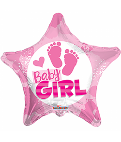 Folieballon Baby Girl stjerne, 46 cm