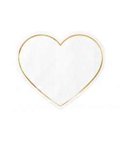 Hjerte servietter Hvid med guld kant