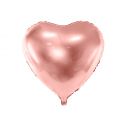 Hjerte folieballon i rose gold, 45 cm