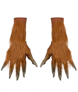 Brune varulve handsker med pels til halloween udklædningen.