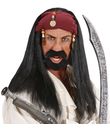 Flot sort pirat paryk med bandana og perler